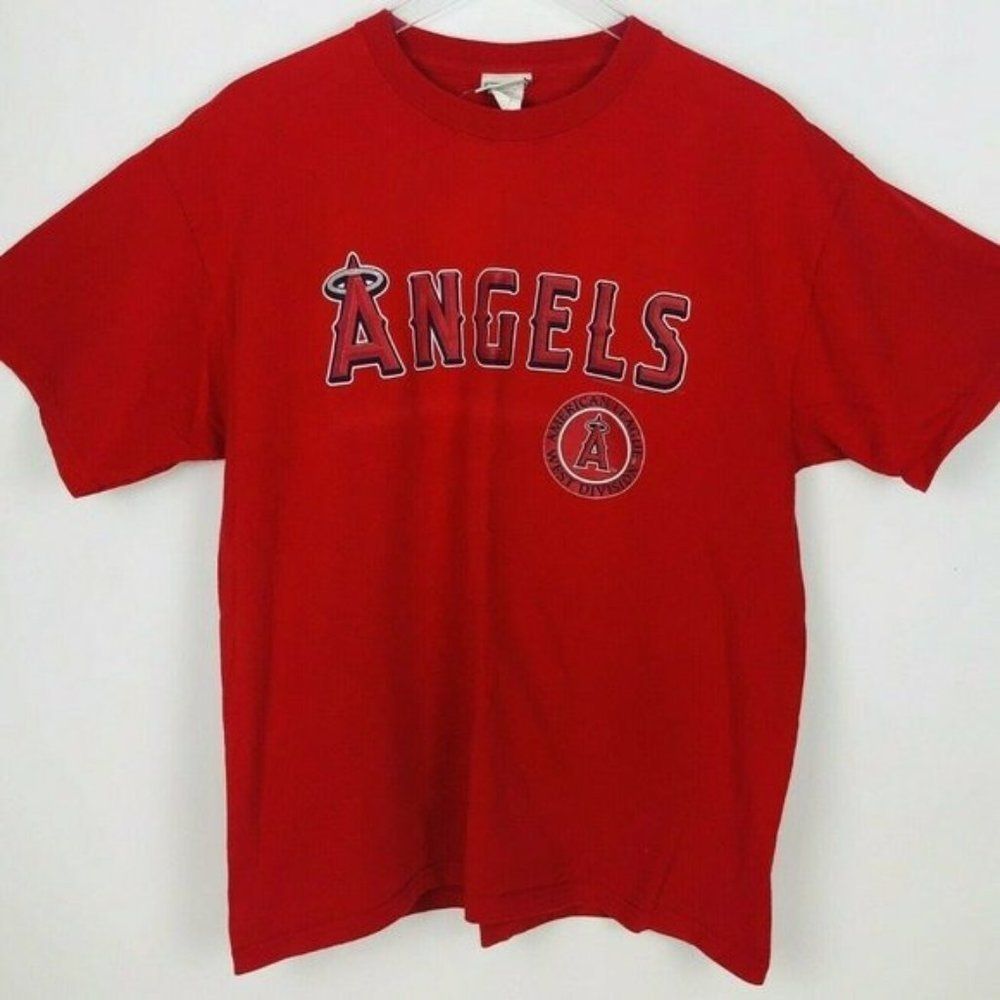 Lee Sport Anaheim Angles Baseball Red T Shirt L